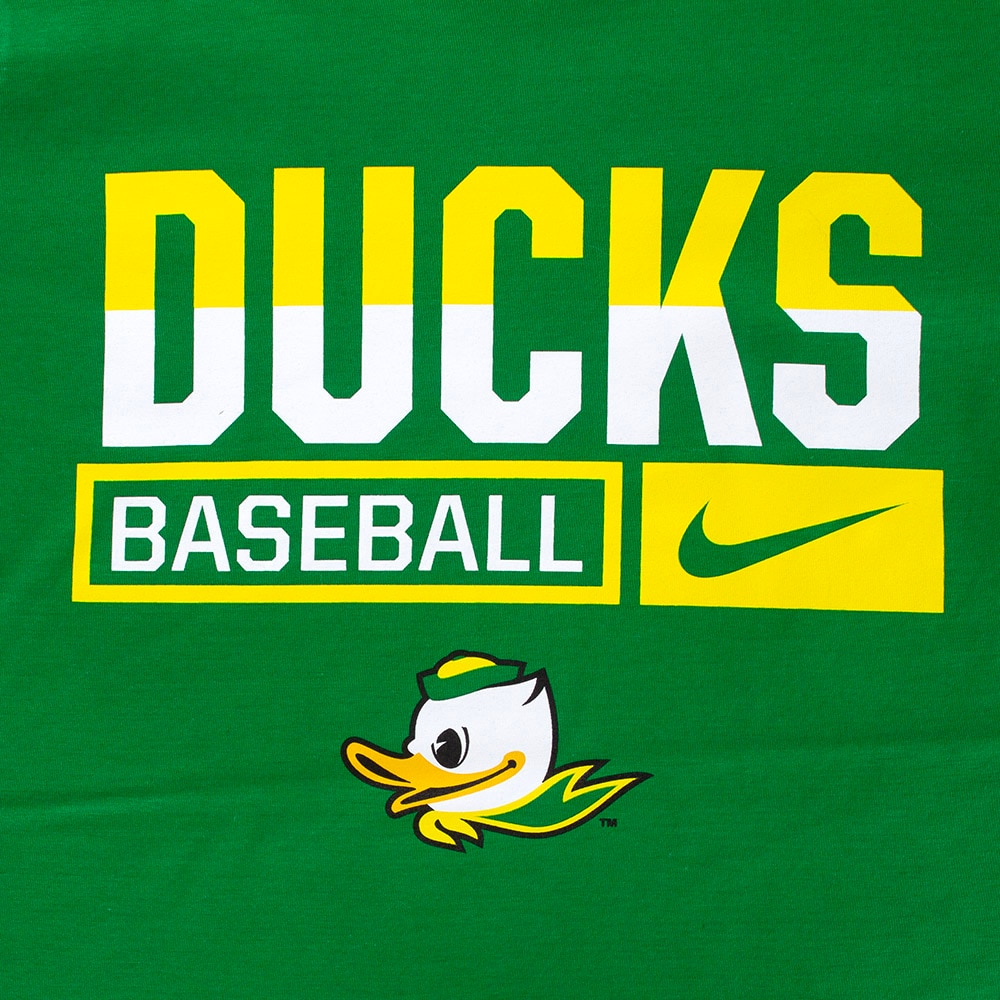 Fighting Duck, Nike, Green, Crew Neck, Cotton, Kids, Youth, Baseball, Baseball, T-Shirt, 813464